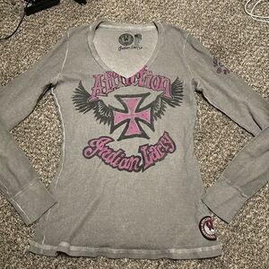 Womens y2k affliction long sleeve top